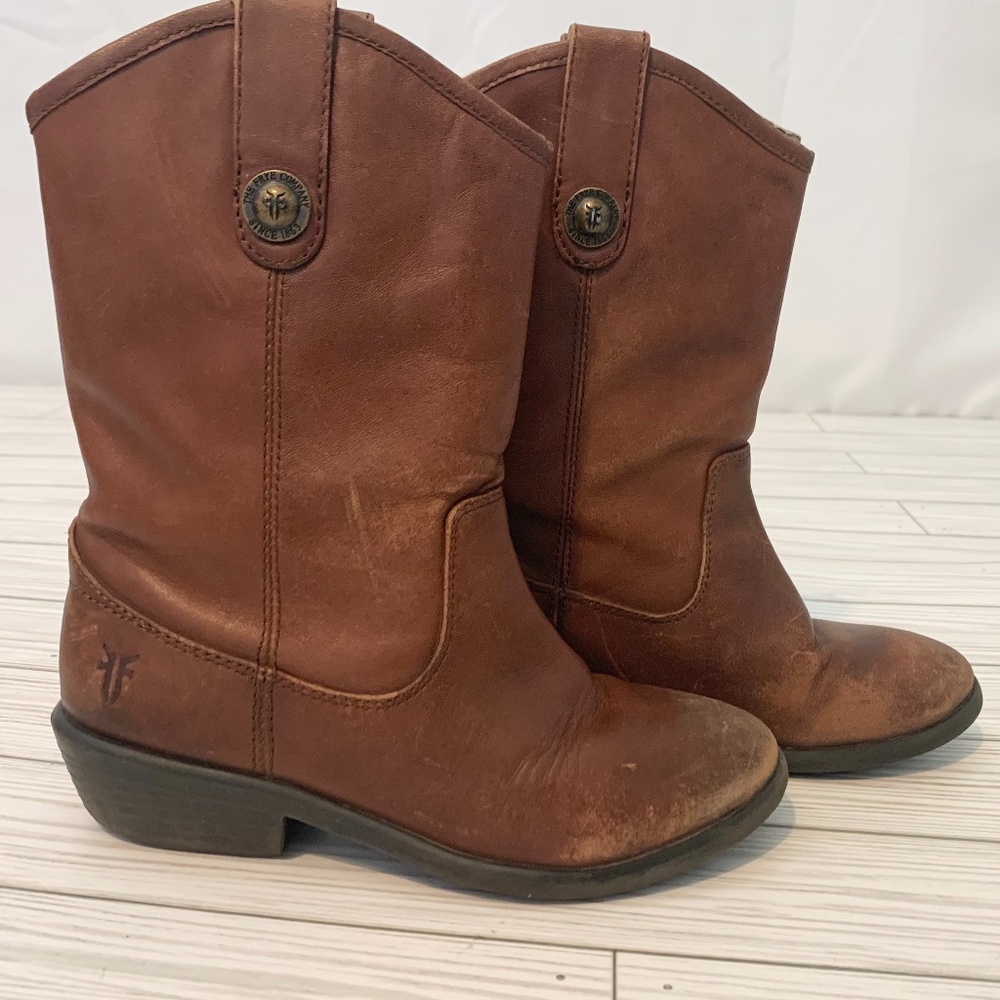 Frye Melissa Button Leather Western Boots Youth Size 13.5